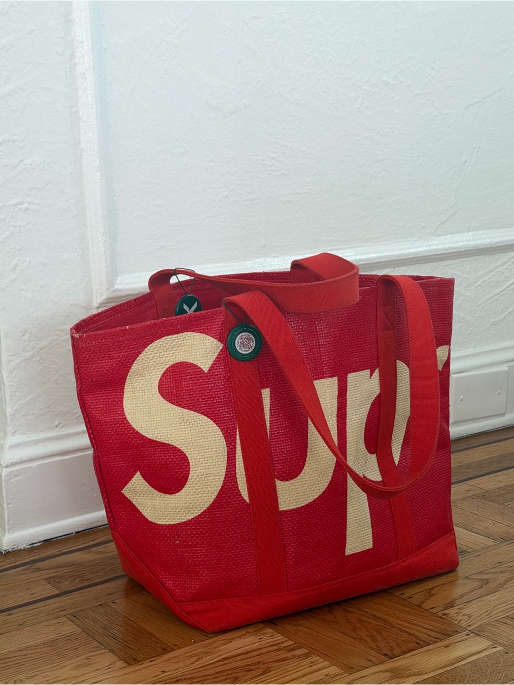 Authentic Supreme Raffia Tote Bag - Picture 3 of 4